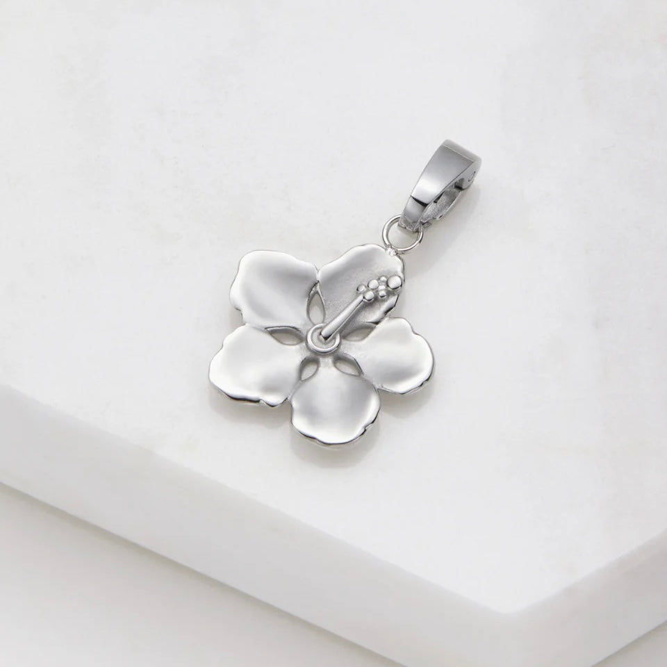 Hibiscus Flower Charm Silver