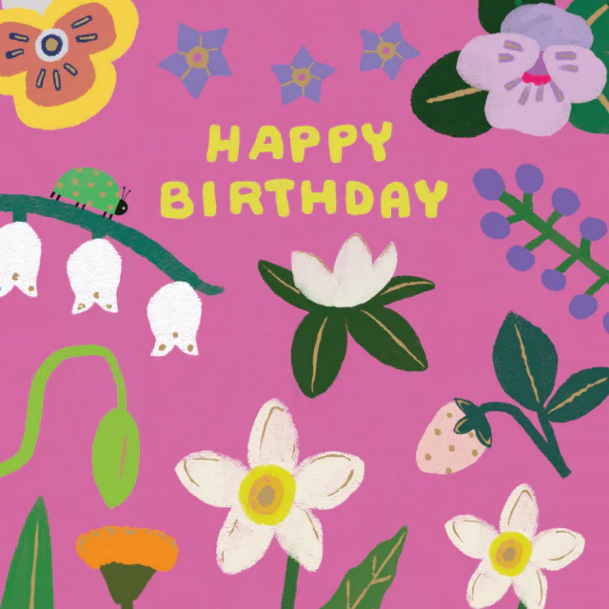 Floral in Pink Happy Birthday Card