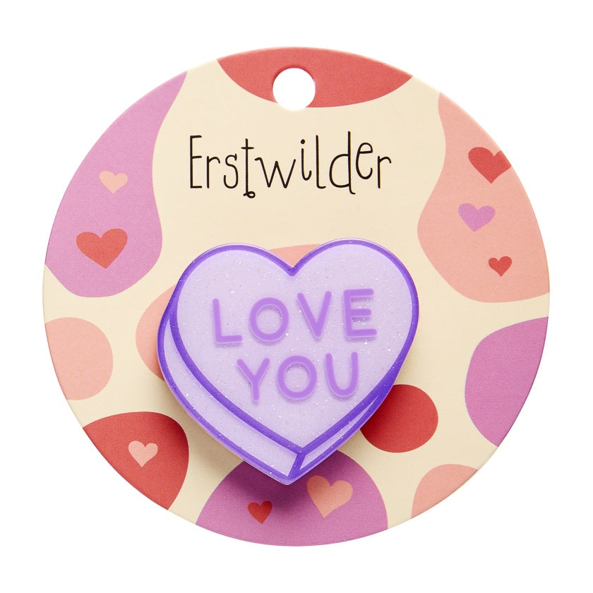 Erstwilder Candy Heart Simplified Mini Brooch - Purple