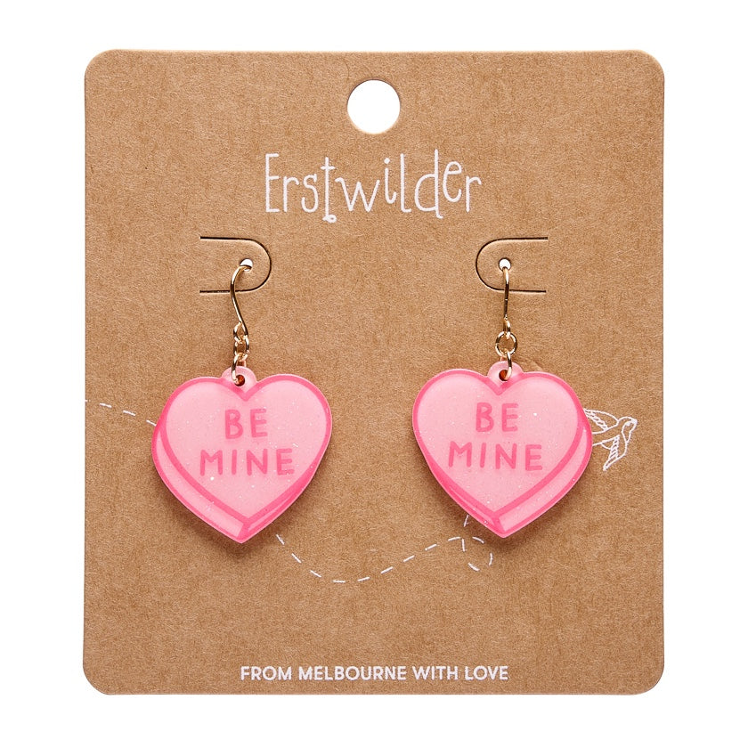 Erstwilder Candy Heart Drop Earrings - Pink