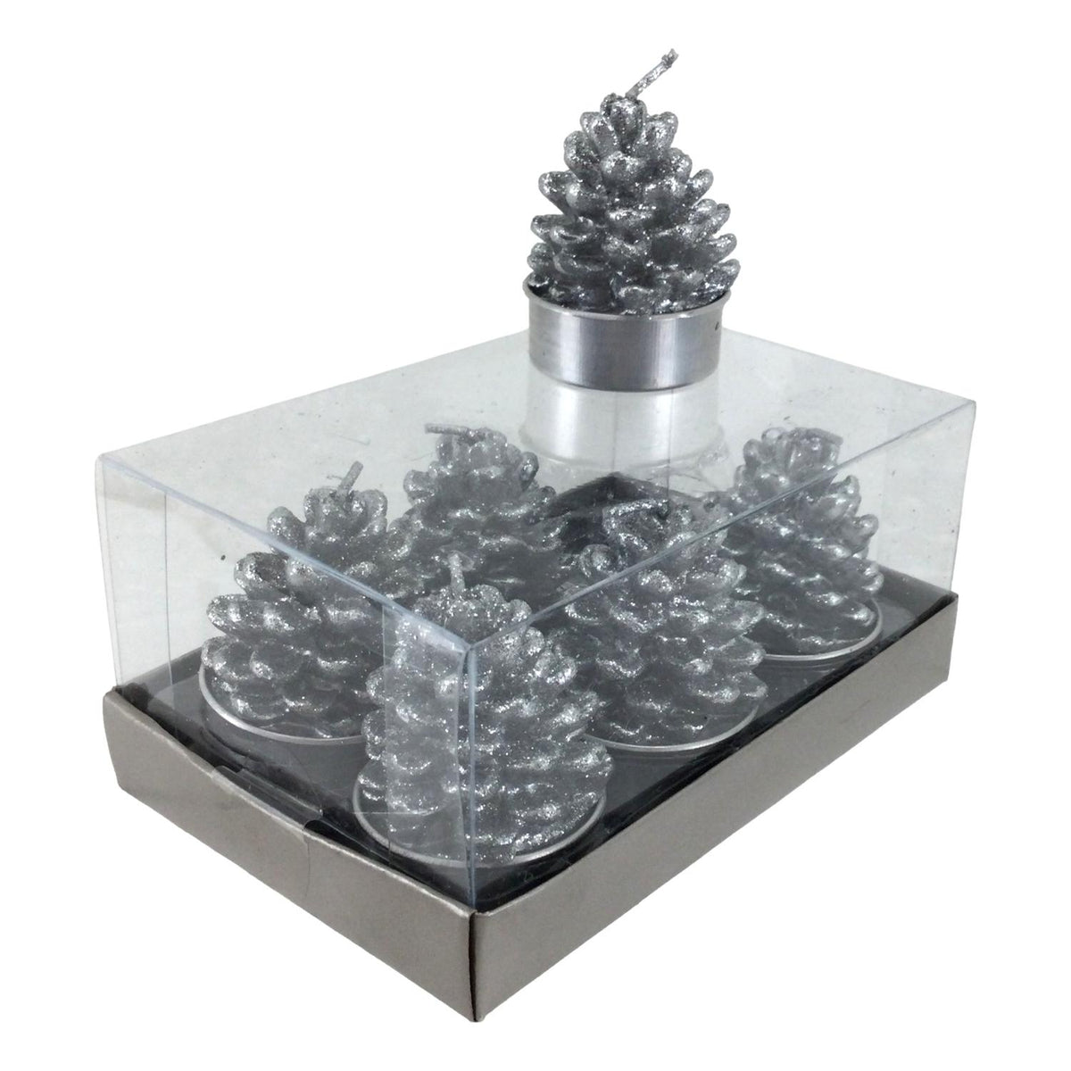 Mini Silver Pinecone Candles set of 6 RXZ023