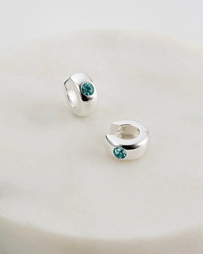 Victoria Huggie Silver - Sea
