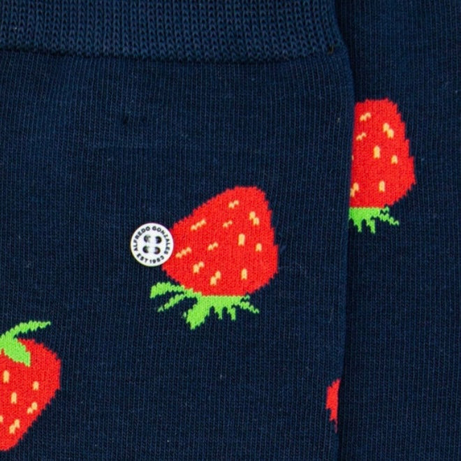 Alfredo Gonzales Strawberry Socks Navy - Medium