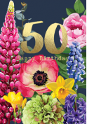 Sarah Kelleher 50 Happy Birthday Fabulous Florals Karte