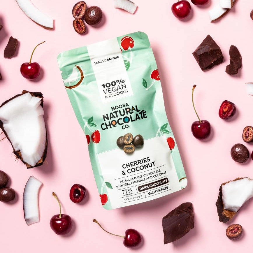 Noosa Natural Chocolate Cherries & Coconut Dark Chocolate
