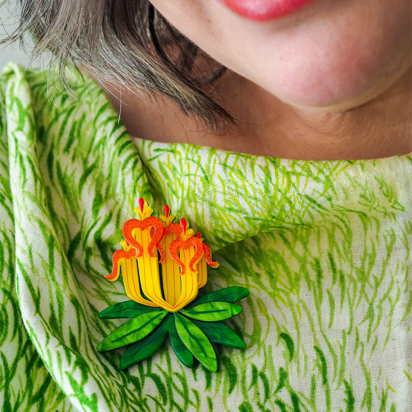 Erstwilder Long Flower Mistletoe Brooch