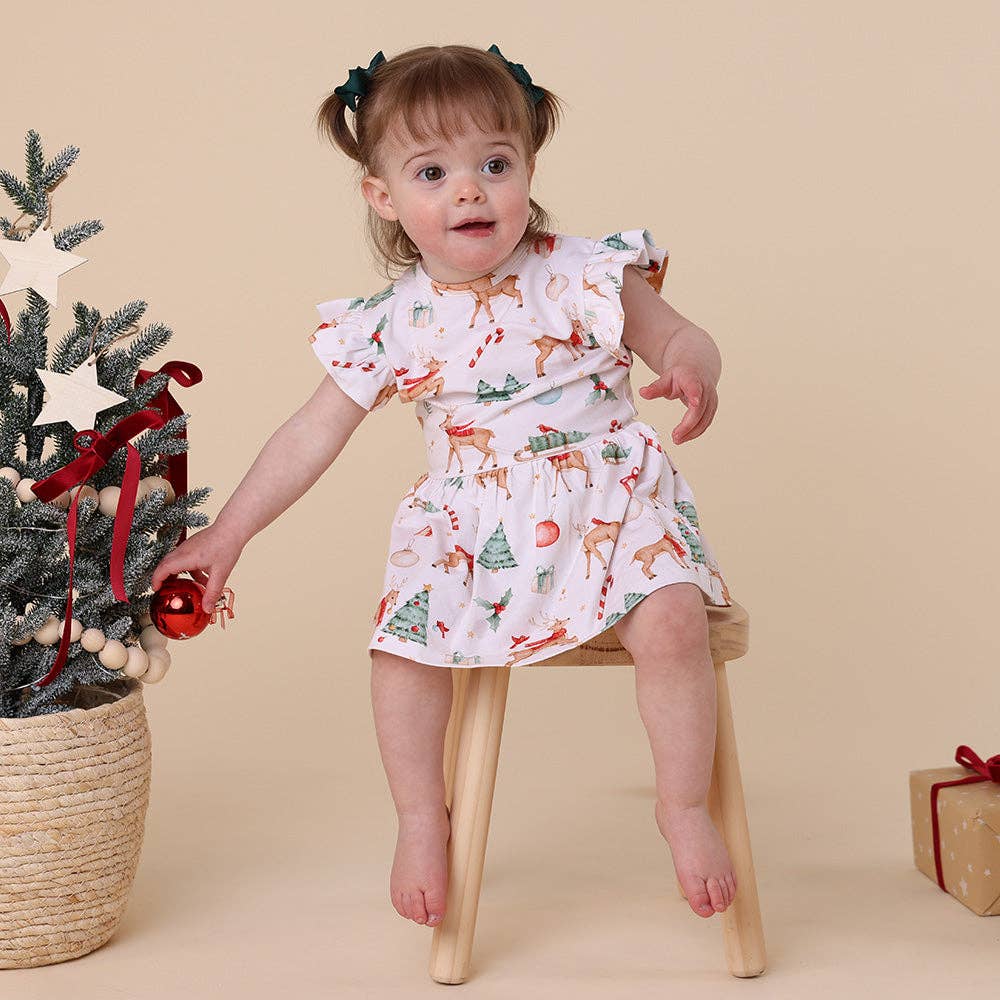 Prancer & Friends Short Sleeve Organic Dress: Size 2