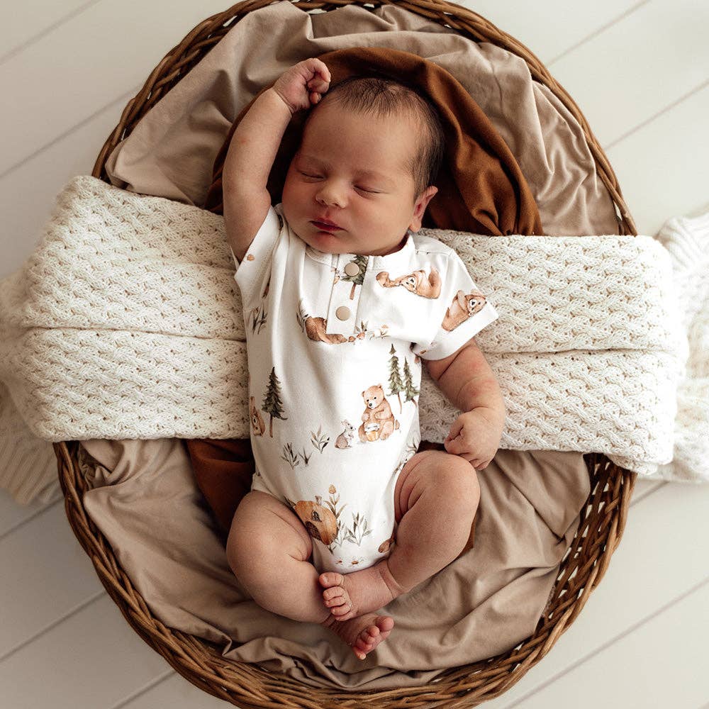 Bears Short Sleeve Organic Bodysuit: 0-3 Months (000)