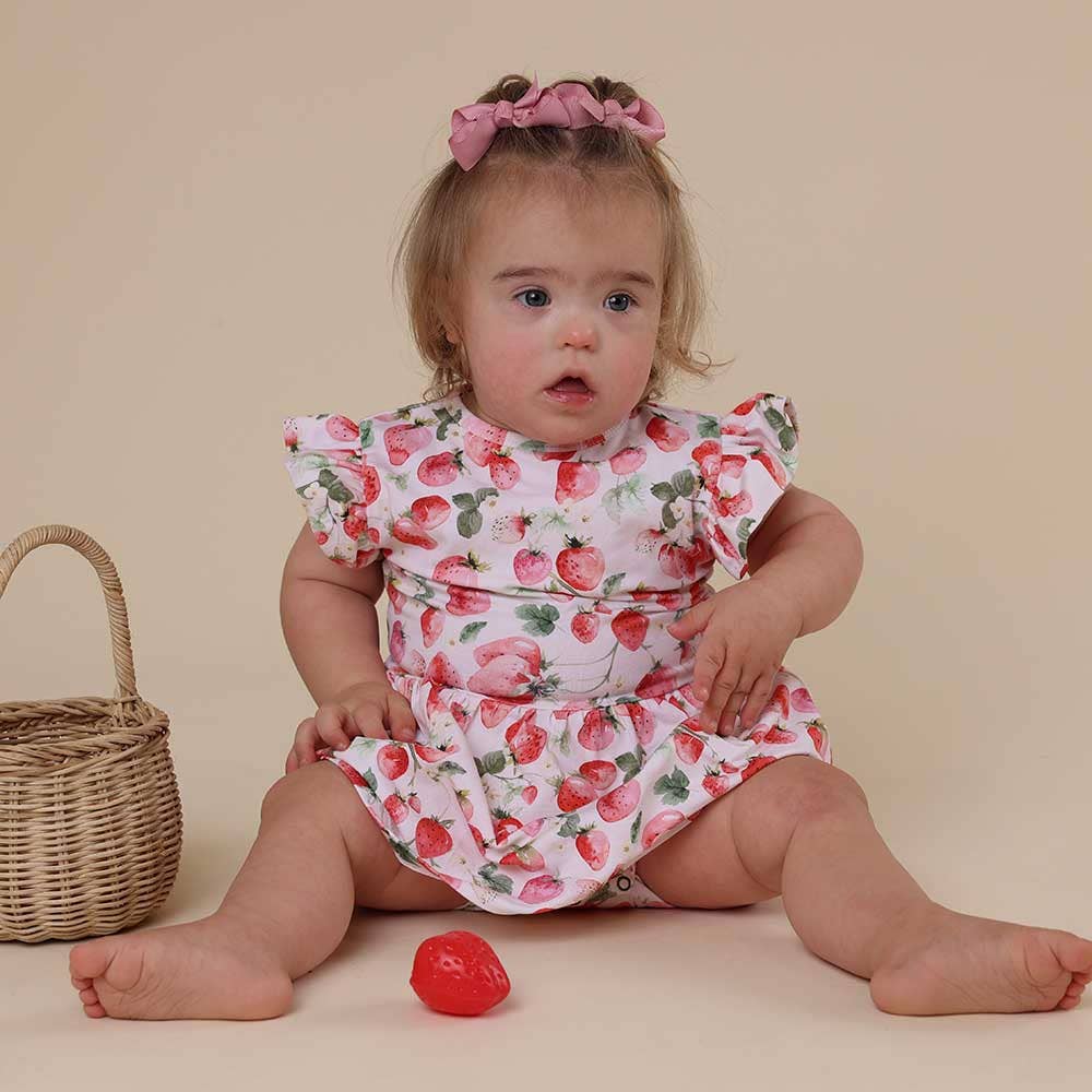 Strawberry Short Sleeve Organic Dress: Size 5