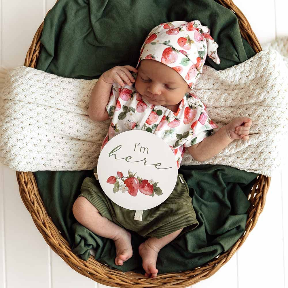 Strawberry Short Sleeve Organic Bodysuit: 6-12 Months (0)