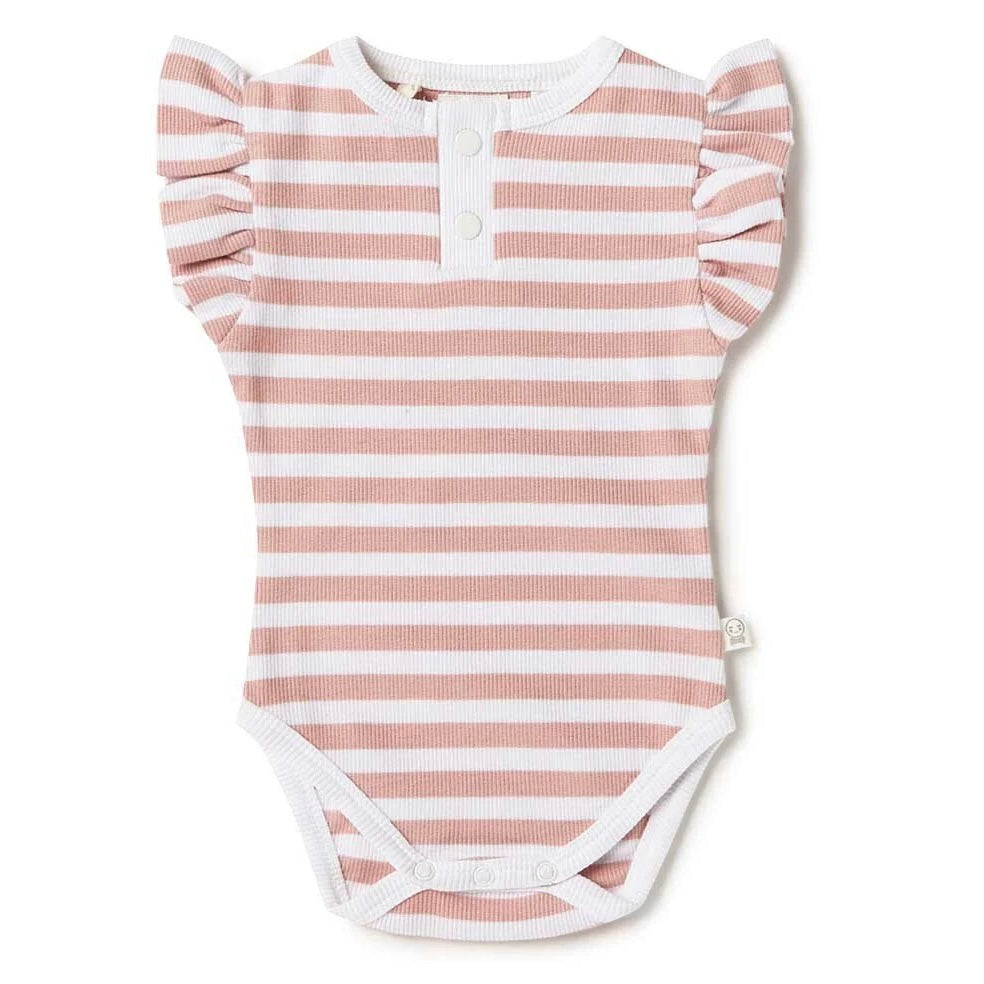 Rose Milk Stripe Short Sleeve Bodysuit