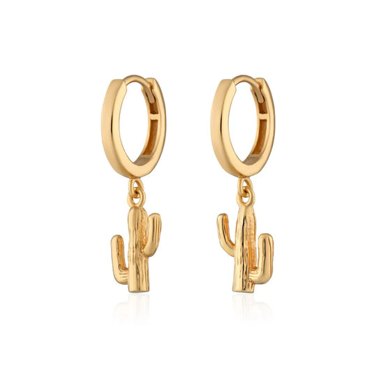 Scream Pretty Cactus Charm Hoop Earrings