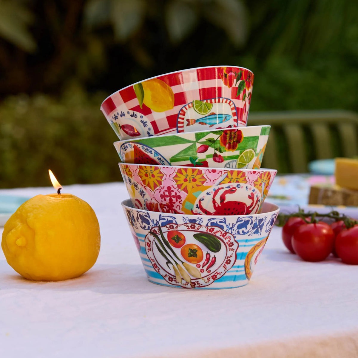 Melamine Bowls Italian Summer Set of Four