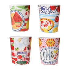Melamine Cups Italian Summer Set of Four