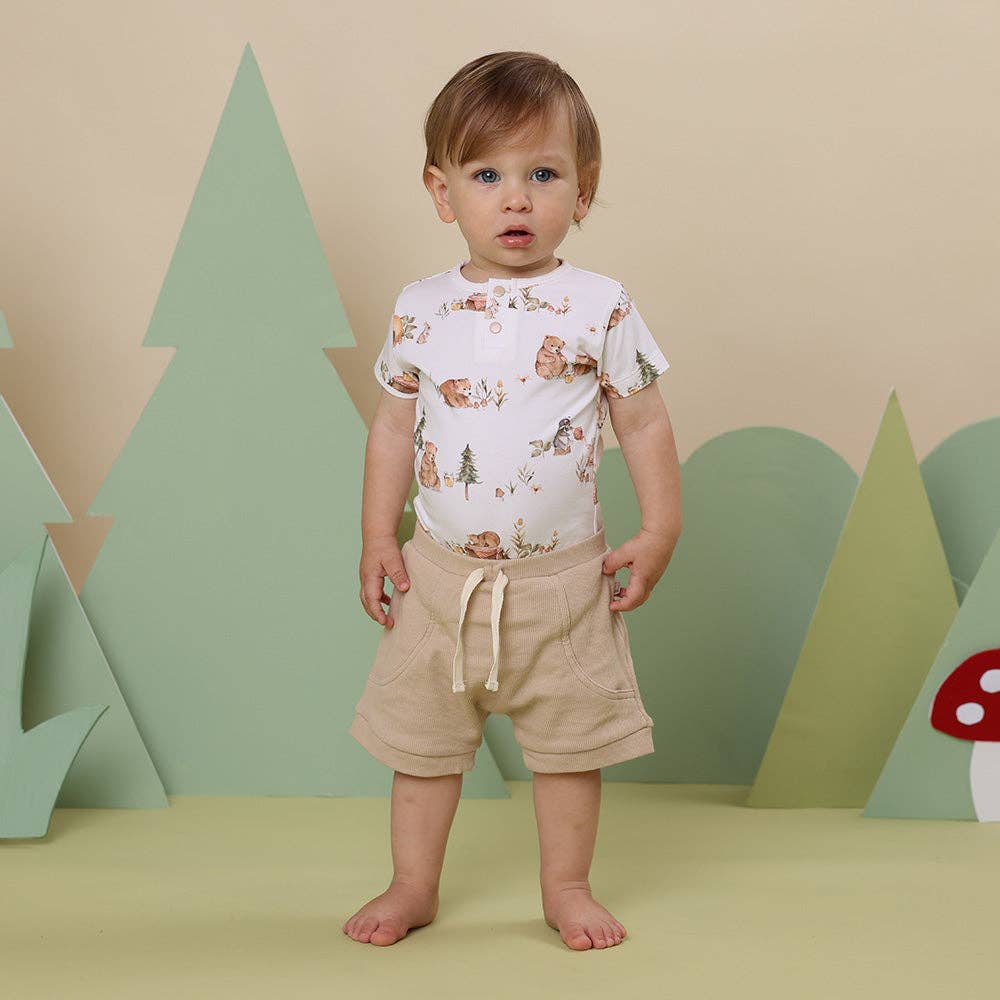 Bears Short Sleeve Organic Bodysuit: 0-3 Months (000)