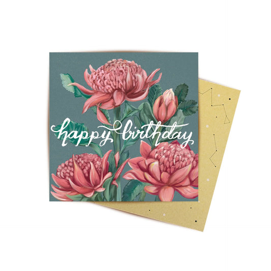 La La Land Waratah Happy Birthday Mini Card