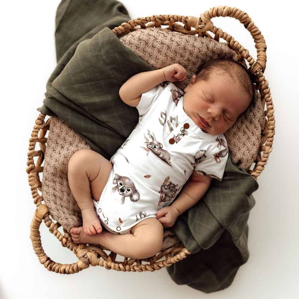 Koala Short Sleeve Organic Bodysuit: Newborn (0000)