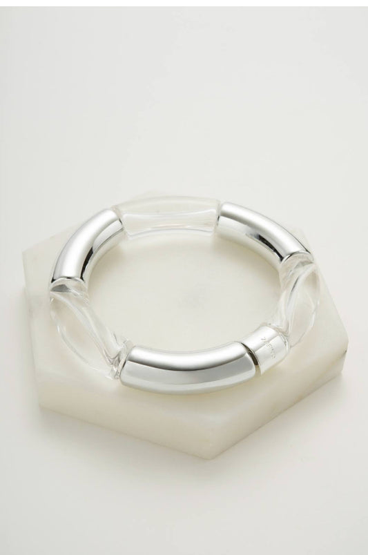 Tube Bangle Clear/Silver