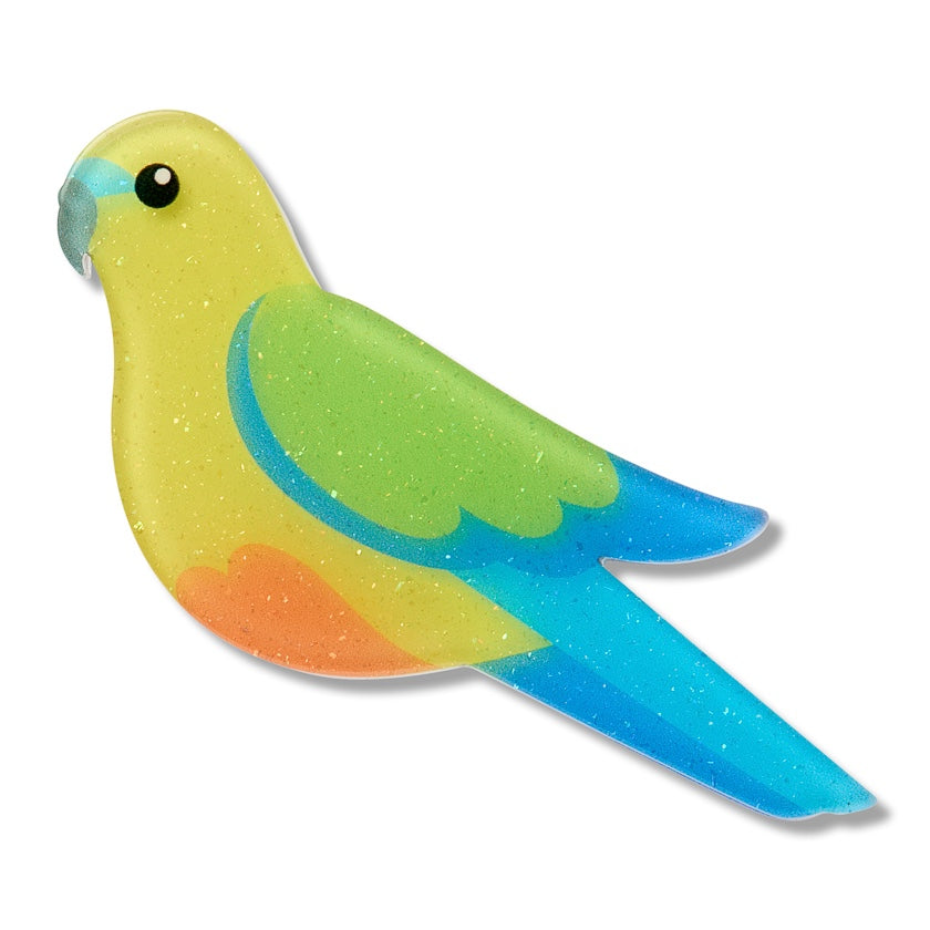 Erstwilder Orange-Bellied Parrot Simplified Mini Brooch