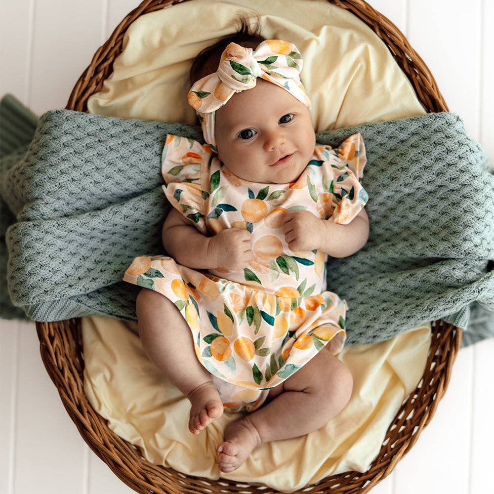 Sunny Citrus Short Sleeve Organic Dress: Size 1