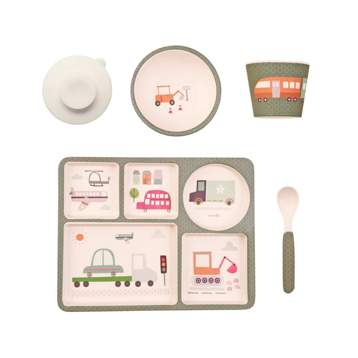 Divided Plate Set - Trucks and Diggers