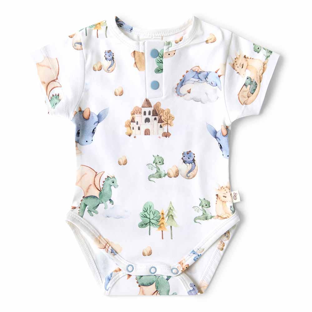 Dragon Short Sleeve Organic Bodysuit: Newborn (0000)