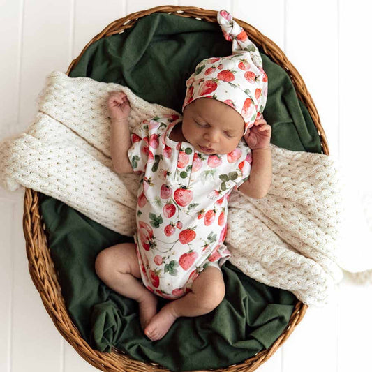 Strawberry Short Sleeve Organic Bodysuit: Size 2