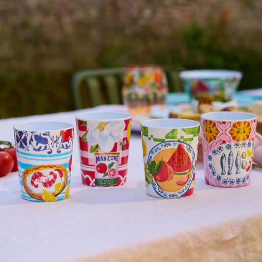 Melamine Cups Italian Summer Set of Four