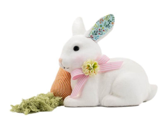 Blue Floral Bunny with Carrot