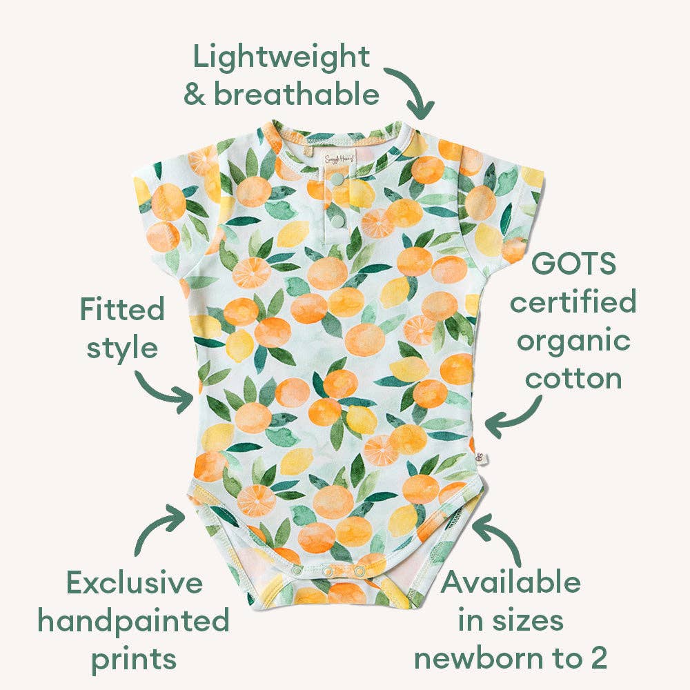 Kurzarm-Bio-Body „Citrus Squeeze“: 0-3 Monate (000)