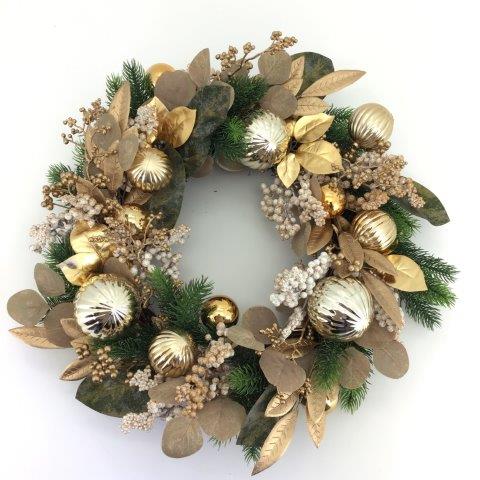 22 IN Gold Bauble Wreath
