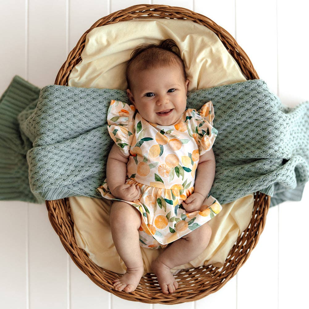 Sunny Citrus Short Sleeve Organic Dress: Size 1