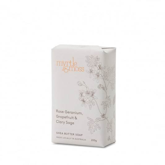 Myrtle and Moss Soap Rose Geranium Grapefruit and Clary Sage