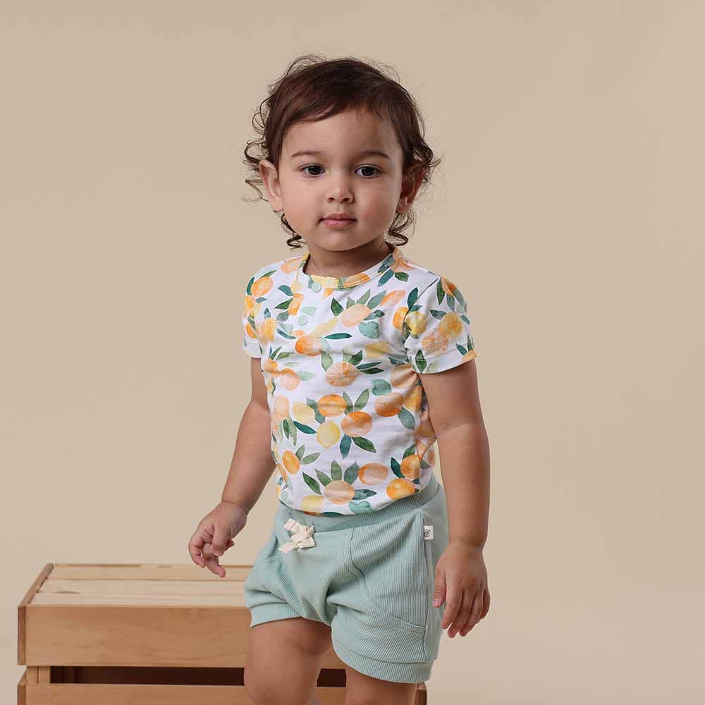 Kurzarm-Bio-Body „Citrus Squeeze“: 0-3 Monate (000)