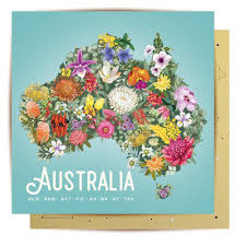 Australia Map Flowers