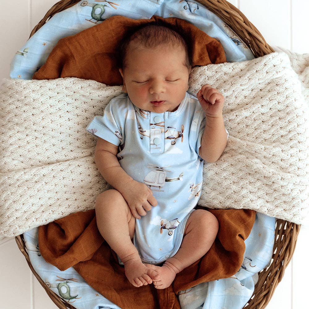 Taking Flight Short Sleeve Organic Bodysuit: 6-12 Months (0)