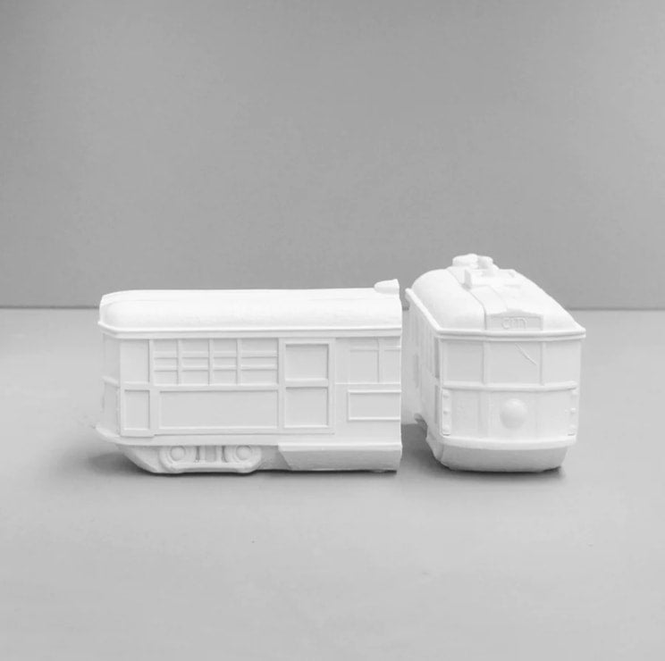 White Moose Tram Bookends - White