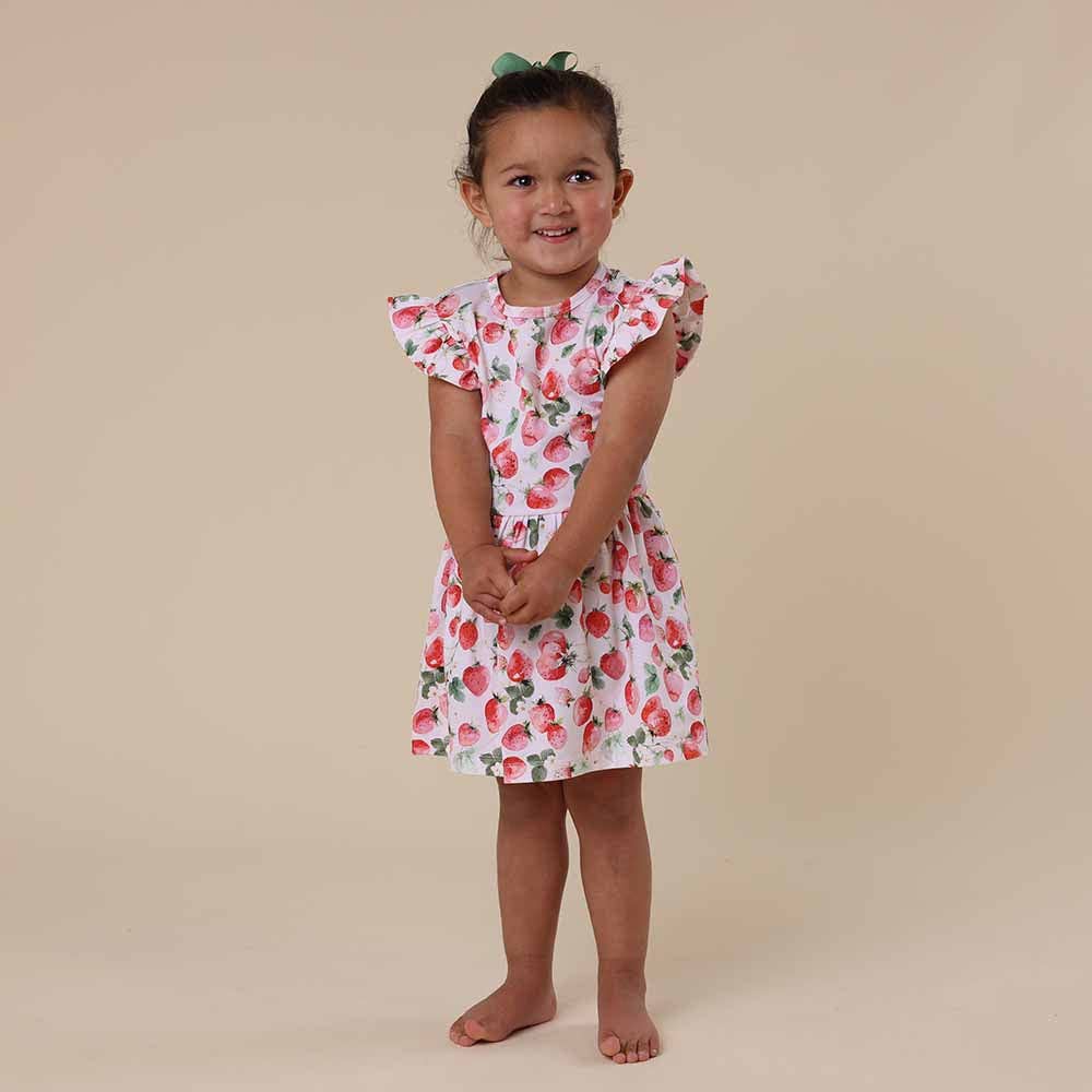 Strawberry Short Sleeve Organic Dress: Size 5