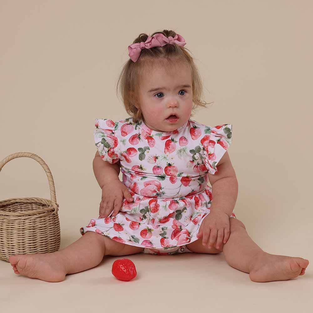 Strawberry Short Sleeve Organic Dress: Size 5