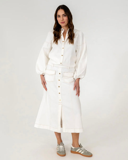 Elms and King Morton Skirt Chalk Denim