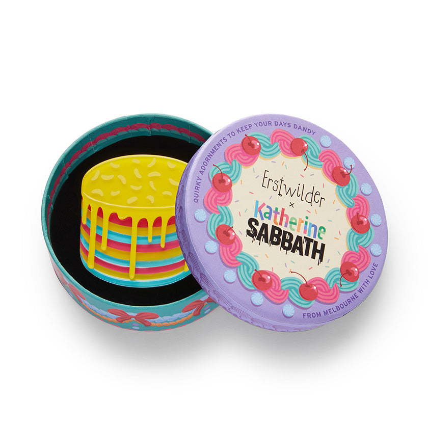Rainbow cake brooch