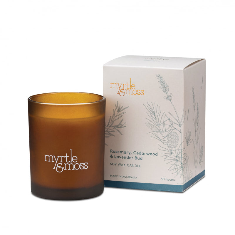 Myrtle and Moss Soy Wax Candle  - Rosemary Cedarwood and Lavender Bud