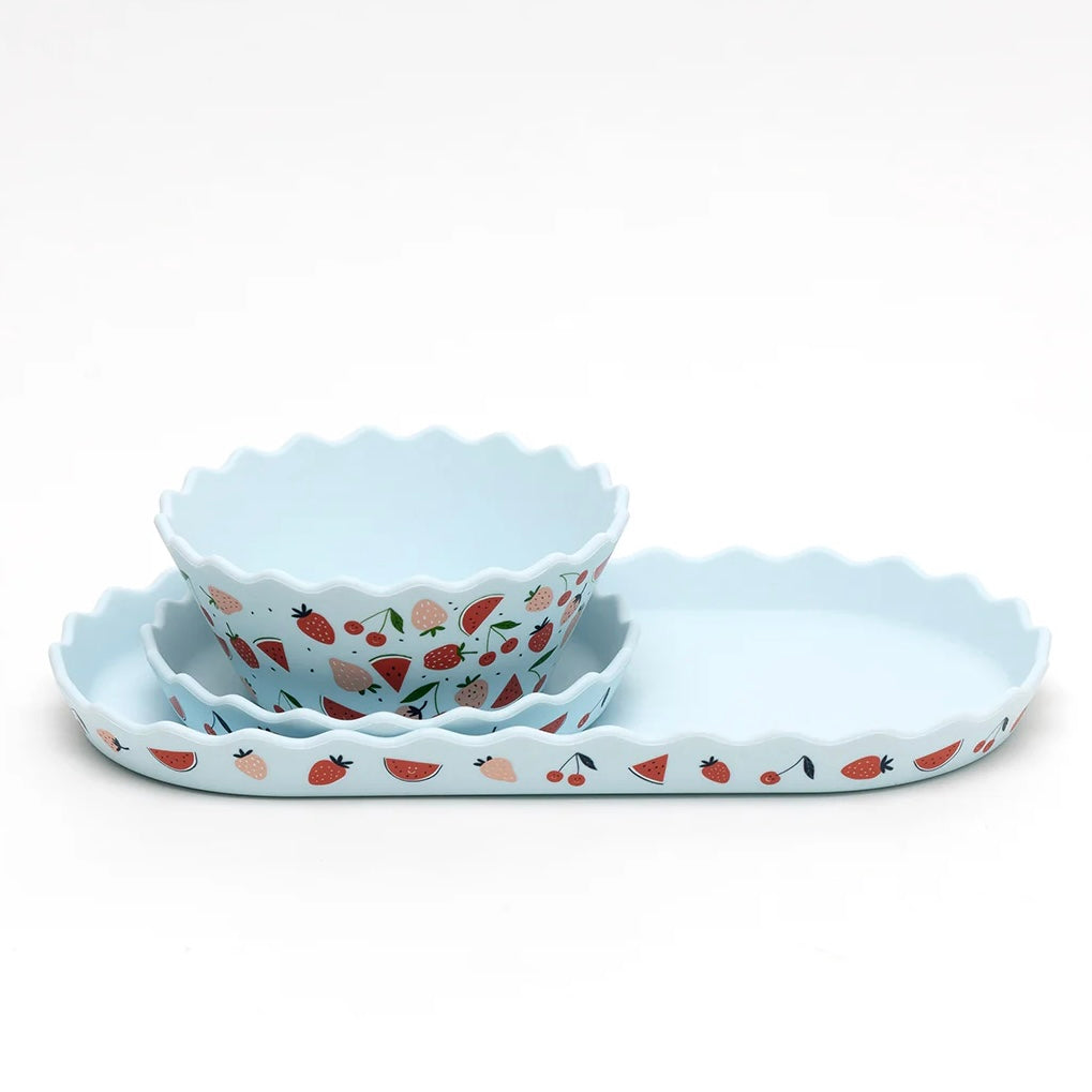 Chino Club Bowl & Plate Set Blue Fruits
