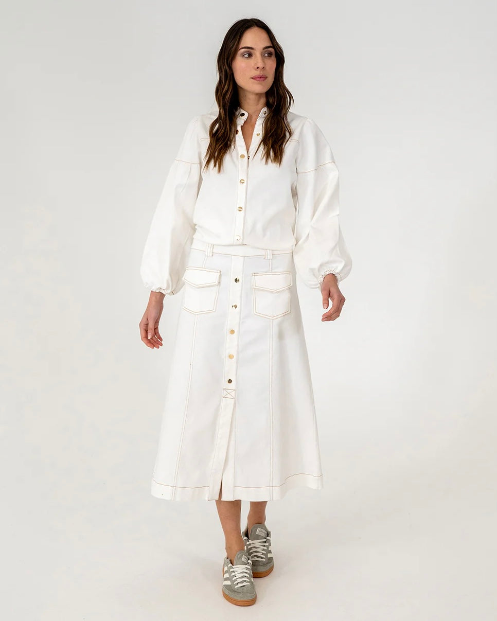 Elms and King Morton Skirt Chalk Denim