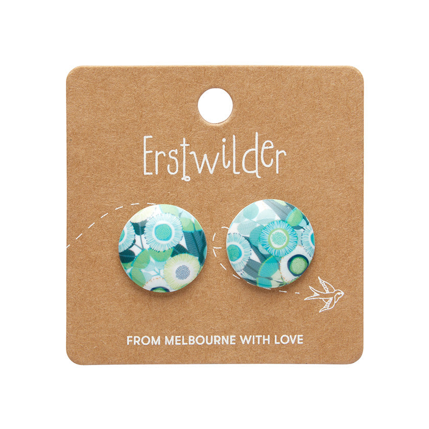 Green Gum Rounded Stud Earrings
