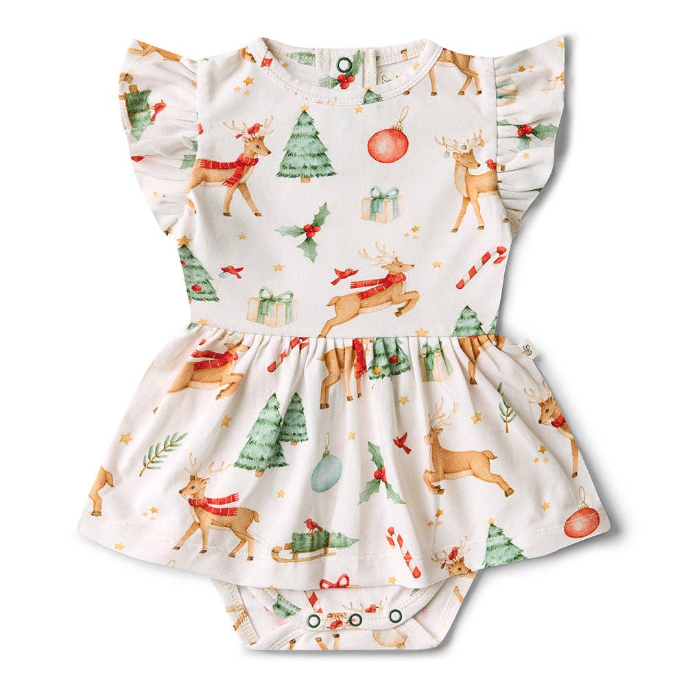 Prancer & Friends Short Sleeve Organic Dress: Size 2