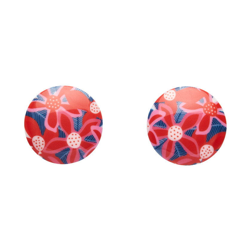 Christmas Bush Round Stud Earrings