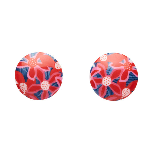Christmas Bush Round Stud Earrings