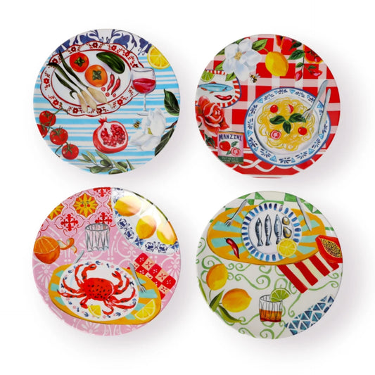 Melamine Plates Italian Summer Set of Four