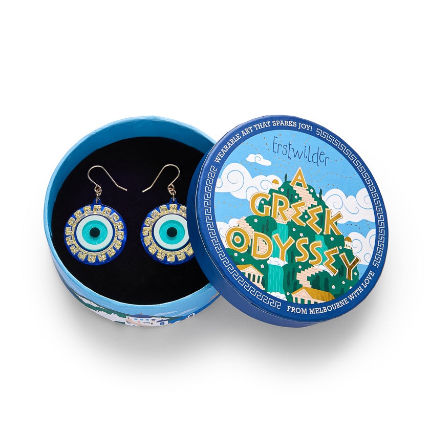 Evil Eye Amulet Drop Earrings